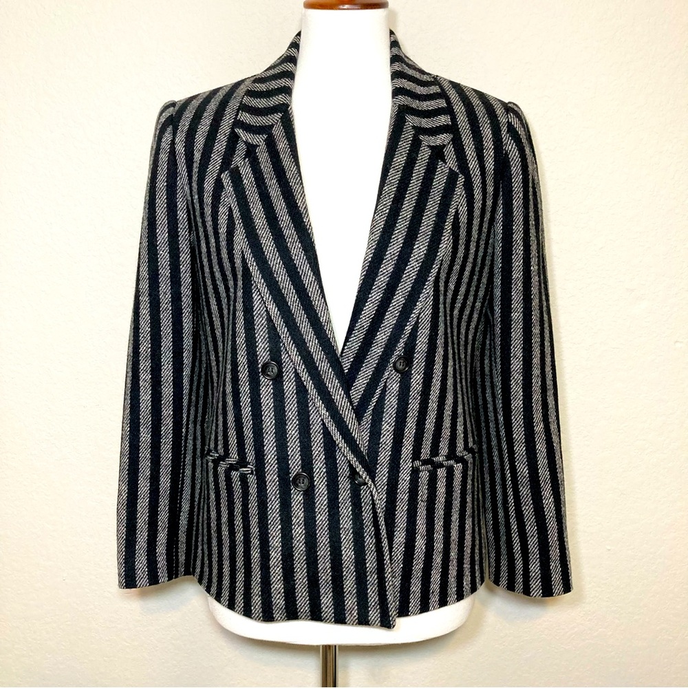 KORET CAREER Vintage Wool Blend Gray & Black Tweed Blazer Jacket Size Petite 8